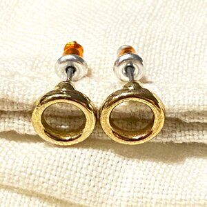 Gold-Tone Circular Stud Earrings with Push-back Closure